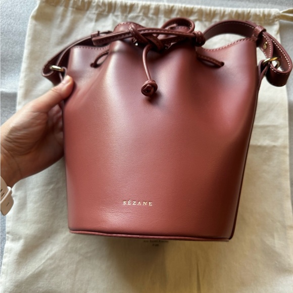 *NWT* Sézane Mini Farrow Bag Rosewood in Bovine Leather - Picture 4 of 13